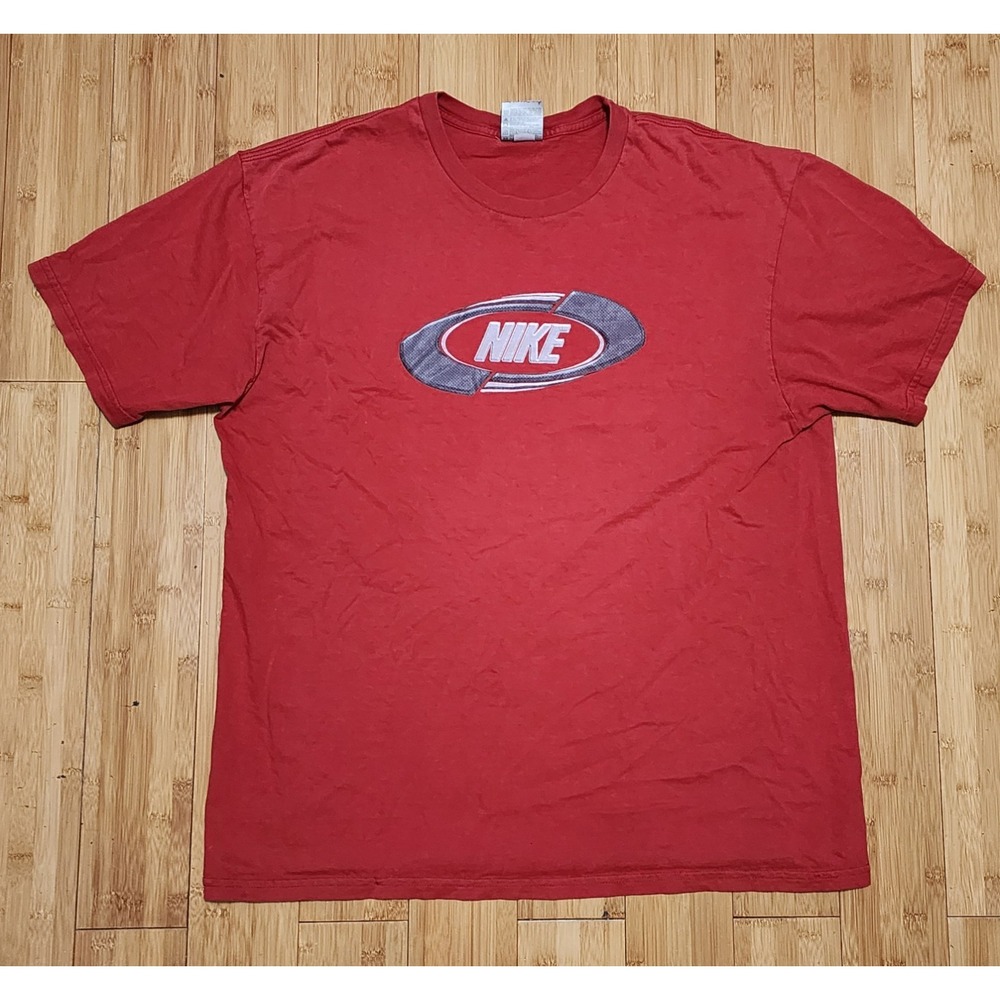 Vintage Nike Silver Tag Red Graphic T Shirt Logo Center Mens XL 90s Sportswear